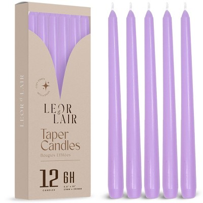 Leor & Lair Taper Candles - 12 Pack - 10" Tall Candlesticks for Dinner, Home Decor, Holiday, Wedding