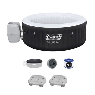 Coleman SaluSpa AirJet Inflatable Round Hot Tub with 60 Soothing Jets with 2 Pack of Bestway SaluSpa Underwater Non Slip Pool/Spa Seat