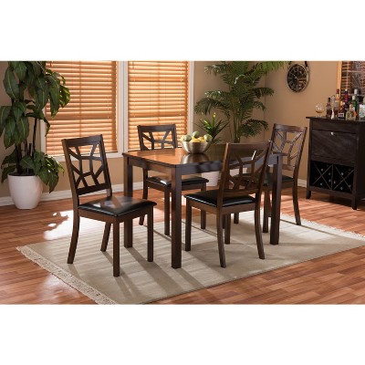 Baxton Studio 5pc Mozaika Leather Contemporary Dining Set Black: Modern ...