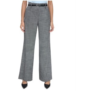 Calvin Klein Womens High Rise Belted Wide Dress Pants - 1 of 2