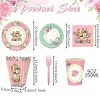 72 Pcs Tea Party Supplies Floral Party Dinnerware Serves 10 Disposable Supplies 10 Paper Tea Cups 20 Saucers Plates 20 Napkins and 12 Popcorn Boxes - 2 of 4