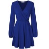 Women's Sexy V-Neck A-Line Long Sleeve Cocktail Party Basic Short Dress - 3 of 4
