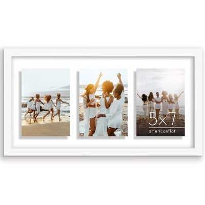 Americanflat 5x7 Picture Frame Collage with Shatter-Resistant Glass - Fits Three 5x7 Photos or use as One 10x20 Picture Frame - White