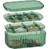 3-Layer Clear Plastic Jewelry Organizer Box, Storage Container for Earrings, Rings & Necklaces, Green - 2 of 4