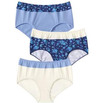 Comfort Choice Women's Plus Size Cotton Spandex Lace Detail Brief