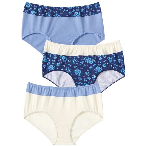 Comfort Choice Women's Plus Size Cotton 3-pack Color Block Full-cut Brief -  15, Blue : Target