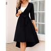 YesFashion Women's Maternity V-Neck 3/4 Sleeve Wrap Dress Casual Hi-Low Midi Tie Nursing Breastfeeding Dress with Belted - 4 of 4