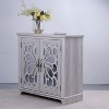 Okak Stylish Butterfly Mirrored Doors Storage Cabinet with Adjustable Shelves,Hollow-Carved Sideboard Accent Cabinet for Living Room,Hallway - 4 of 4