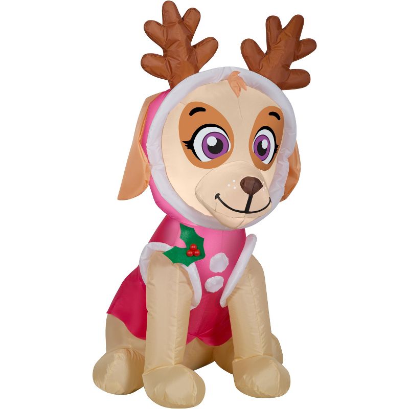 Gemmy Christmas Airblown Inflatable Skye in Pink Snow Outfit w/Antlers Nick, 3.5 ft Tall,, 1 of 7