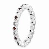 Black Bow Jewelry 2.25mm Sterling Silver, Garnet & .04 Ctw Diamond Stackable Band - image 3 of 4