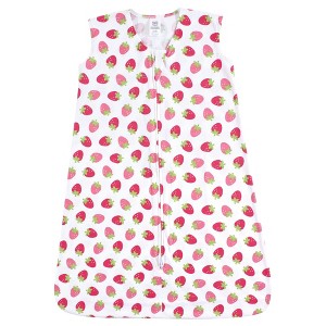 Luvable Friends Baby Girl Sleeveless Jersey Cotton Sleeping Bag, Sack, Blanket, Strawberry Jersey - 1 of 1