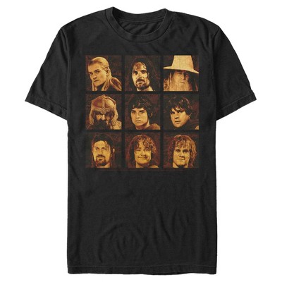 Men's Lord Of The Rings Fellowship Of The Ring Character Boxes T-shirt ...