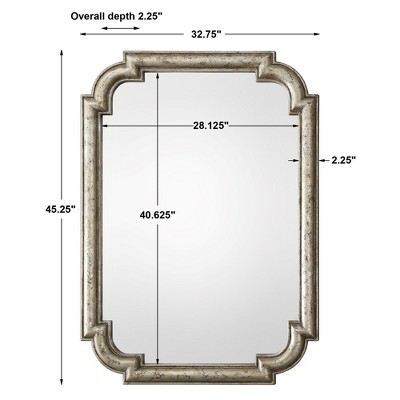 Calanna 45" Distressed Silver Leaf Wood Mirror