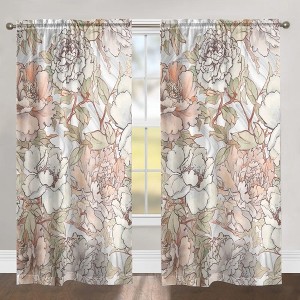 Laural Home Blushing Pale Pink Peonies 84" Sheer Window Panel, 1pc - 1 of 1