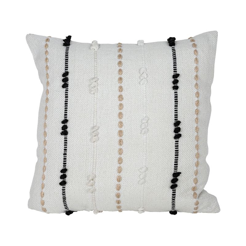 20X20 Inch Hand Woven Multi Stripe Outdoor Pillow White Polyester With Polyester Fill by Foreside Home & Garden, 1 of 6
