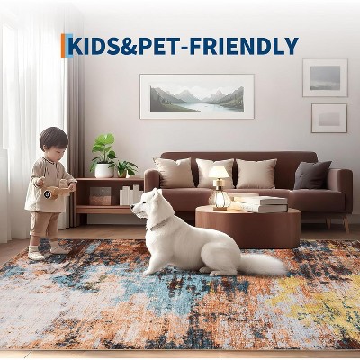 homfan Non-Slip Abstract Runner Rugs, Ultra-Soft Low Pile Floor Cover, Stain Resistant Contemporary Indoor Floor Carpet for Hallway, Bedroom