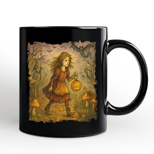 Vintage Alice’s Adventure in Wonderland Personalized Mug, Spooky Halloween Gift with Custom Name Black 12oz - 1 of 4