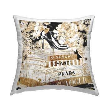 Stupell Industries Glam Fashion Heal Book Stack Floral Pattern Printed Pillow, 18 x 18