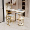 63" x 15" Modern Kitchen Bar Height Dining Table Wood Breakfast Pub Table with Gold Base with Shelves,Glass Rack,Wine Bottle Rack-Maison Boucle - 2 of 4