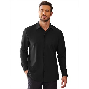 COOFANDY Men's Muscle Fit Dress Shirts Wrinkle Free Long Sleeve Button Down Shirt Stretch Business Shirt - 1 of 4