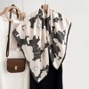 Anna-Kaci Women's Square Floral Print Satin Scarf with Bold Leaf Pattern and Smooth Finish - 2 of 4