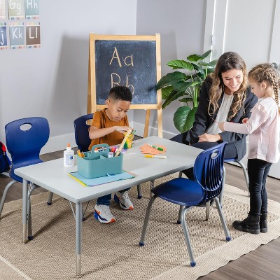 Blue Stackable Armless Kids Chairs 14'' Set of 4