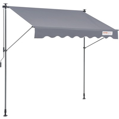 VEVOR Manual Retractable Awning, 78" Outdoor Retractable Patio Awning Sunshade Shelter, Patio Door Window Awning Canopy with 39" Sun Shade Curtain