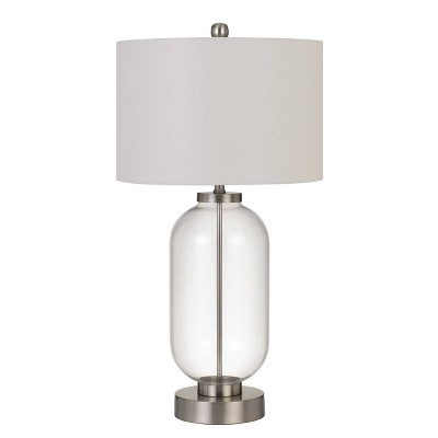 34" Sycamore Glass Table Lamp with Drum Shade Brushed Steel - Cal Lighting