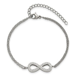 Chisel Stainless Steel Polished with Cubic Zirconia Infinity Symbol 6.25" Bracelet with 2" Extension - 1 of 4