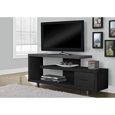 Black and Gray 60-Inch Modern TV Stand with Cabinet