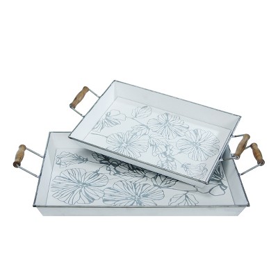 VIP Metal 24 in. Silver Embossed Display Trays Set of 2