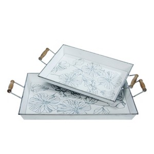 VIP Metal 24 in. Silver Embossed Display Trays Set of 2 - 1 of 4