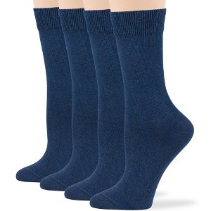 Women Cotton Solid Dress Socks - 4 Pack - Black, Brown, Blue, Grey, Beige  Khaki Shoe Size 5-9 M, 8-12 L | 7BIGSTARS KINGDOM - 1 of 4
