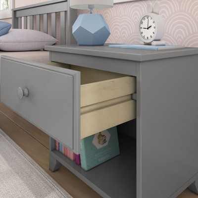 Gray Solid Wood Kids Nightstand with 1 Drawer
