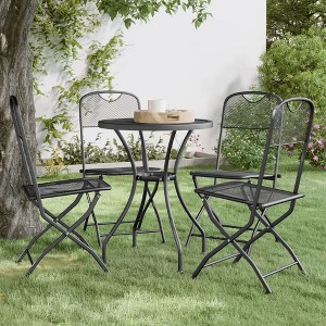 vidaXL Folding Garden Chair Set of 4 Anthracite - 1 of 4