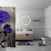 LunaLulinlk 4 Pcs Bathroom Shower Curtain Set Blue Rose Shower Curtain - 4 of 4