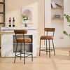 27" Boucle Bar Stools Set of 2, Modern Upholstered Counter Height Bar Chairs with Backrest, Metal Frame Kitchen Island Chairs, Brown - 4 of 4