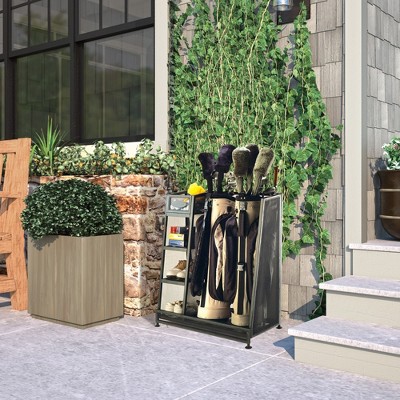 Heavy Duty Black Metal Golf Bag Organizer with Shelves and Bin, 2 Pack