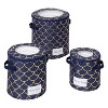 Honey-Can-Do 3pc Round Tableware Storage - Navy/Gold: China & Stemware Storage, Polyester, Spot Clean, 12"x12"x12" - 2 of 4