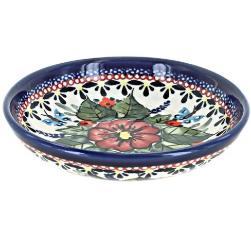 Blue Rose Polish Pottery Floral Butterfly Small Shallow Dish : Target