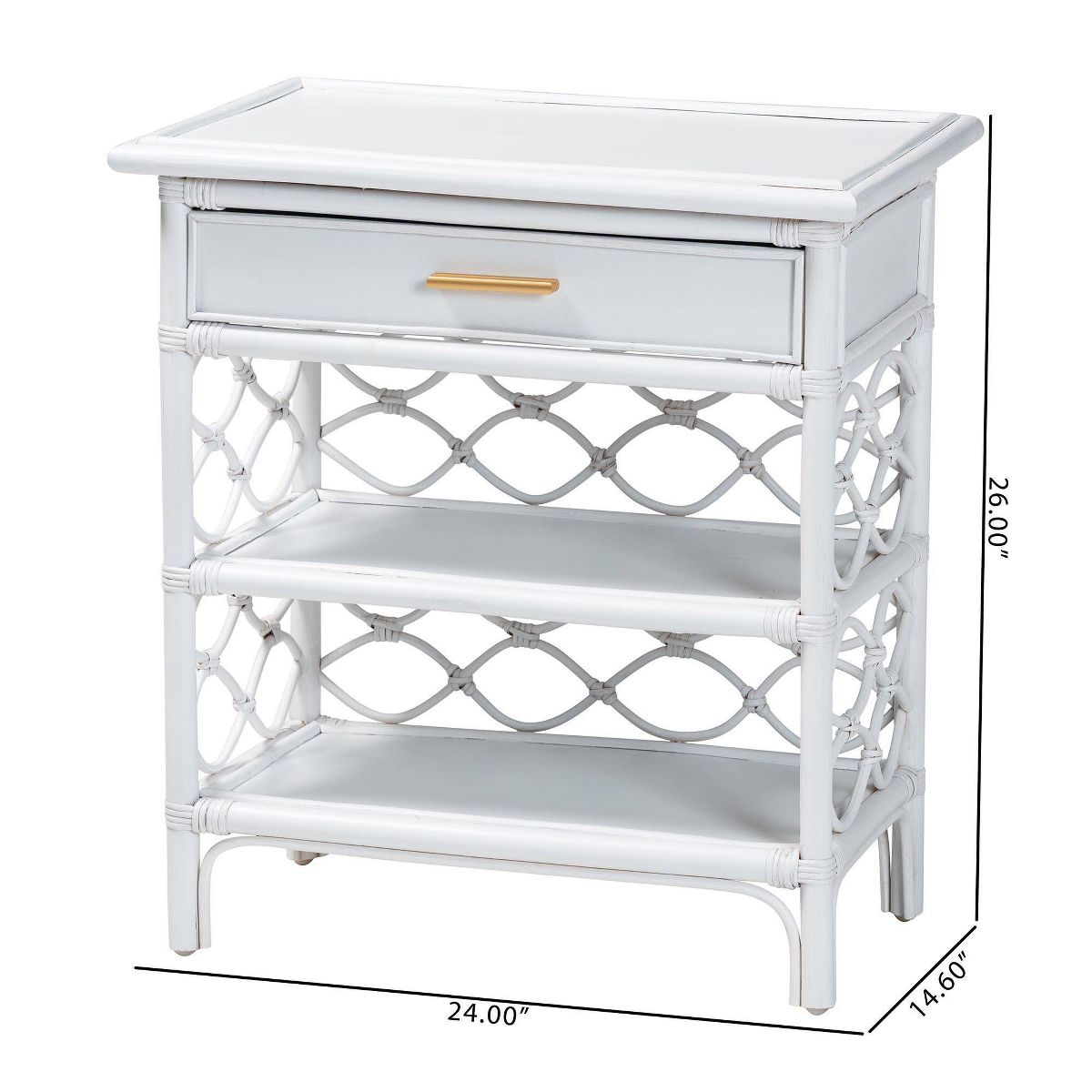 bali & pari Akane Natural Rattan Nightstand with Drawer and Open Shelves White - thumbnail 9