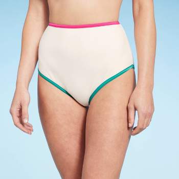 Women's Contrast Binding High Waist Bikini Bottom - Shade & Shore™