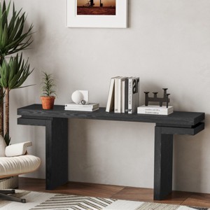 66" Real Wood Veneer Console Table,Rectangular Console Table for Hallway or Living Room,Extra Wide Sofa Table Behind Couch-Cuddlewood - 1 of 4