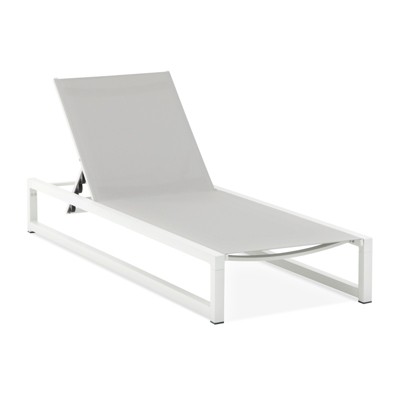 VisioGear Outdoor Chaise Lounge with 5-Level Adjustable for Patio, Poolside, Gray&White, 77"*26.5"*10.5"