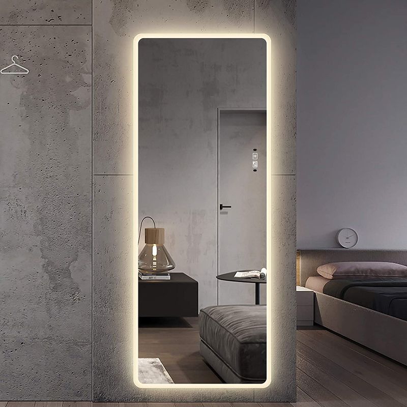 Max 65"x21" Full Length Vanity Mirror With Lights,HD Glass Induction Mirrors Big Size Rounded Corners with Tri-color Light/Touch Control-The Pop Home, 4 of 10