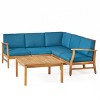 Christopher Knight Home Perla Outdoor Acacia Wood 5 Seater Sectional Sofa Chat Set with Water-Resistant Cushions - 3 of 4
