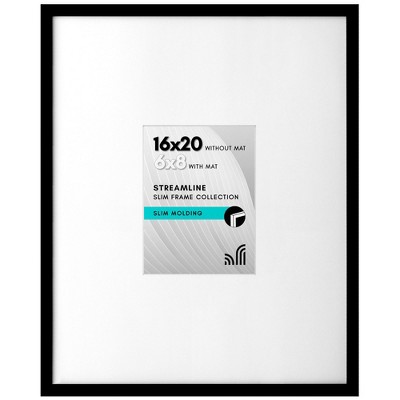 Americanflat 16x20 Picture Frame with Polished Plexiglass - Use as 6x8 Frame with Mat or Display 16x20 Photo Without Mat - Black