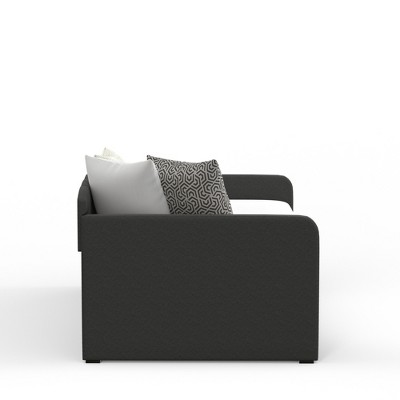 Twin Gray Upholstered Wood Frame Daybed with Tufted Back