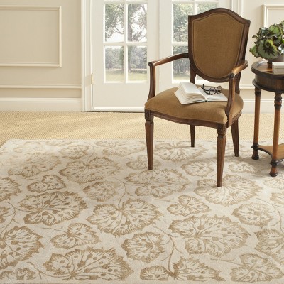 Hazelnut Gold Floral Handmade Wool and Viscose Rug
