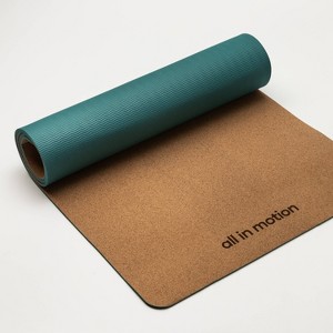 Natural Cork TPE Yoga Mat 5mm Green - All In Motion™ - 1 of 4